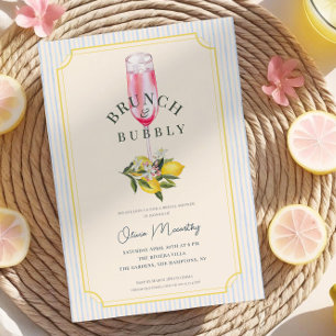 Mediterranean Brunch Bubbly Lemons Bridal Shower Invitation