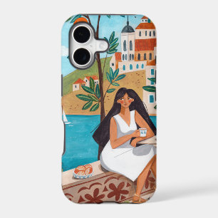 Mediterranean Cafe Coastal Travel Illustration