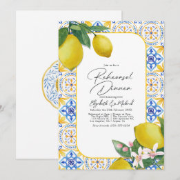 Mediterranean Charm Lemon Italian Rehearsal Dinner Invitation