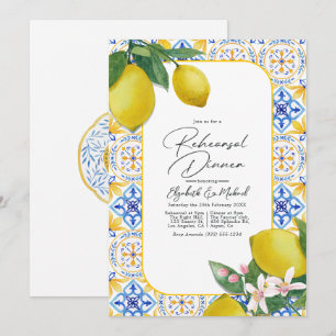 Mediterranean Charm Lemon Italian Rehearsal Dinner Invitation