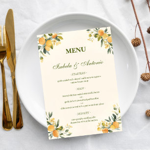 Mediterranean Citrus Botanical Wedding Menu
