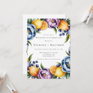 Mediterranean Citrus Bouquet Wedding Invitation