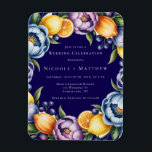 Mediterranean Citrus Bouquet Wedding Magnet<br><div class="desc">Add a fresh, romantic touch to your wedding stationery with this vibrant watercolor citrus floral design. Featuring hand-painted lemons, oranges, blueberries, and blooming garden flowers in rich hues of purple, pink, and blue, this elegant bouquet is perfect for spring or summer weddings. Ideal for invitations, thank you cards, signage, or...</div>