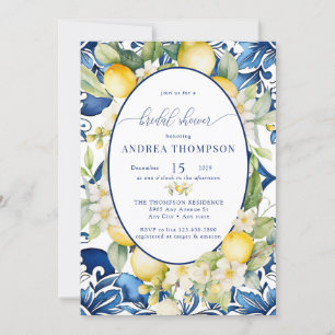 Mediterranean Citrus Lemon Bridal Shower Invitation