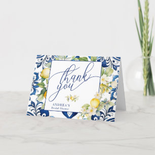 Mediterranean Citrus Lemon Bridal Shower Thank You Card