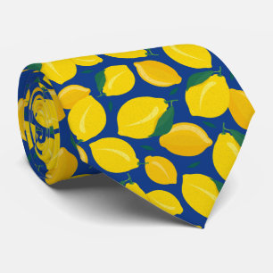Mediterranean Citrus Lemon Pattern Tie