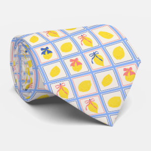 Mediterranean Citrus Lemon Pattern Tie