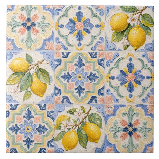  Mediterranean Citrus Majolica Tile Pattern  (Front)
