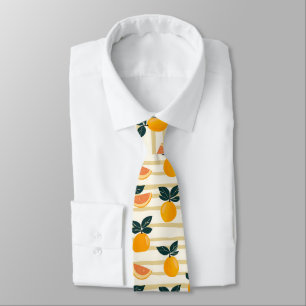 Mediterranean Citrus & Pink Grapefruit Stripes Tie