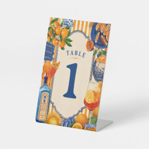 Mediterranean Citrus Table Number Italian Amalfi  Pedestal Sign
