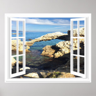 Mediterranean Coast Artificial Window View Poster