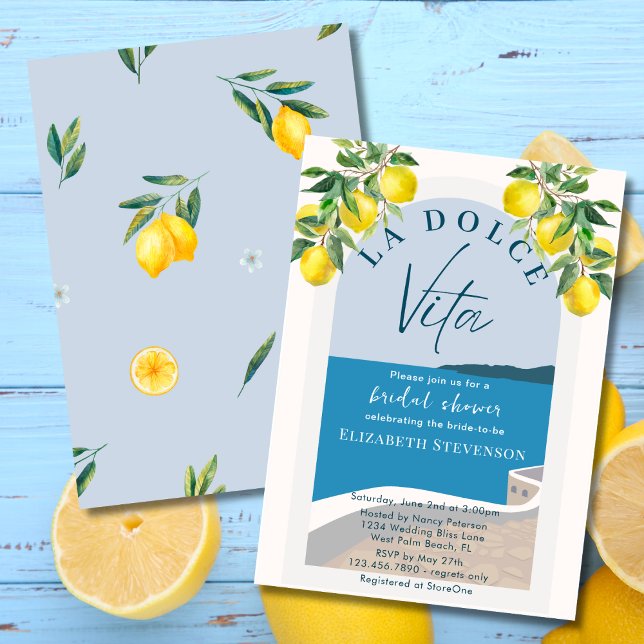 Mediterranean Coast La Dolce Vita Bridal Shower  Invitation (Creator Uploaded)