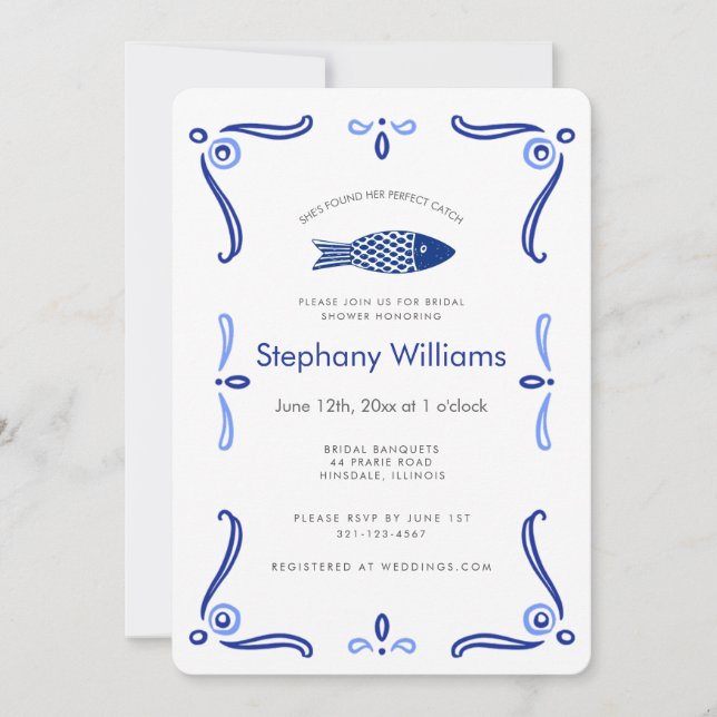 Mediterranean Coastal Bridal Shower Invitation  (Front)