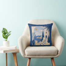 Mediterranean Coastal Villa Arch Cushion