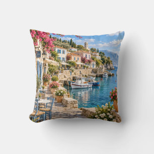 Mediterranean Coastal Village Cushion