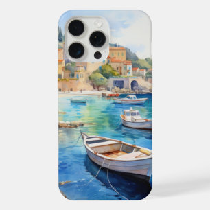 Mediterranean Coastal Village with Boats – Seaside iPhone 15 Pro Max Case