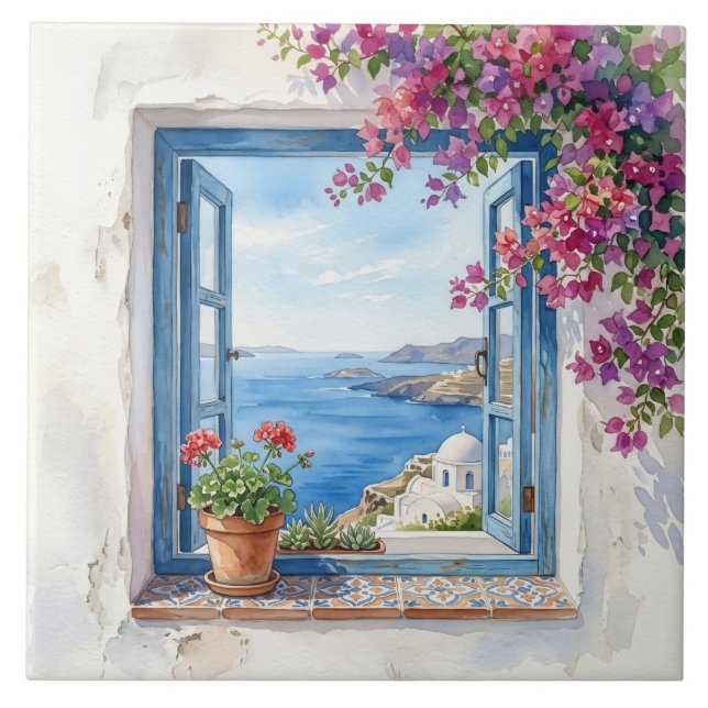 Mediterranean Coastal Window  Tile (Front)