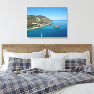 Mediterranean coastline and yachts, Cyprus Canvas Print