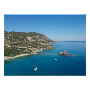 Mediterranean coastline and yachts, Cyprus Poster