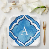 Mediterranean Cobalt Blue Tile Monogram II