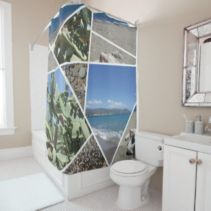 Mediterranean Collage Design Shower Curtain