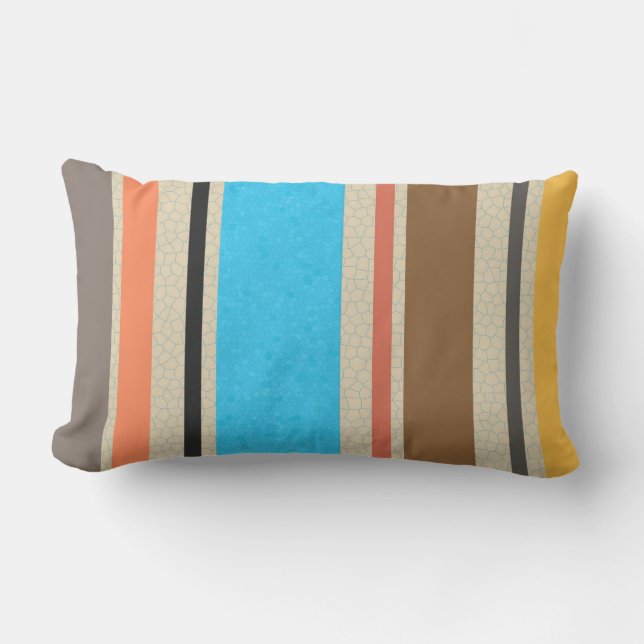 Mediterranean Colours Stripe Stained Glass Texture Lumbar Cushion (Front)