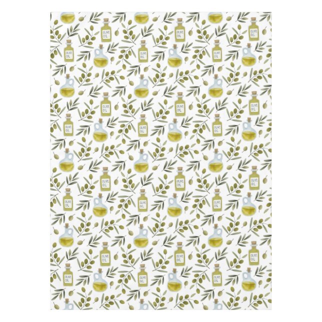 Mediterranean cooking olives and olive oil tablecloth (Front)