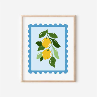 Mediterranean Coquette Lemon Postage Stamp Art Poster