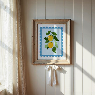Mediterranean Coquette Lemon Postage Stamp Art Poster