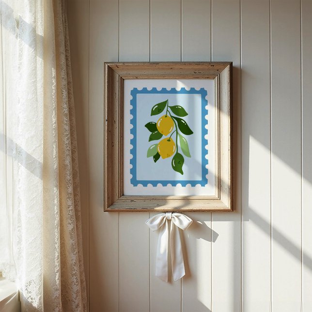 Mediterranean Coquette Lemon Postage Stamp Art Poster (Creator Uploaded)