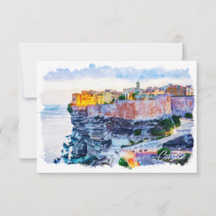 Mediterranean Corsica France Elegant Watercolor  Card