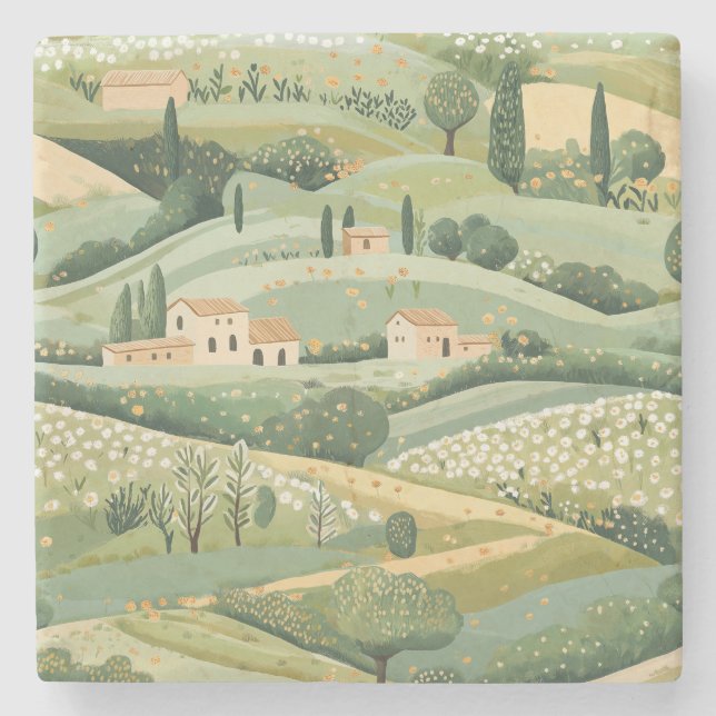  Mediterranean Countryside Stone Coaster (Front)