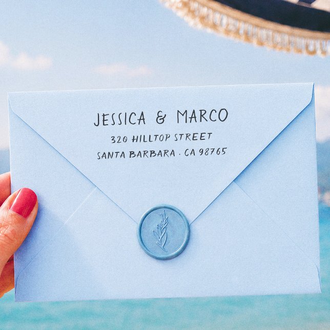 Mediterranean Couples Return Address Self-inking Stamp (Creator Uploaded)