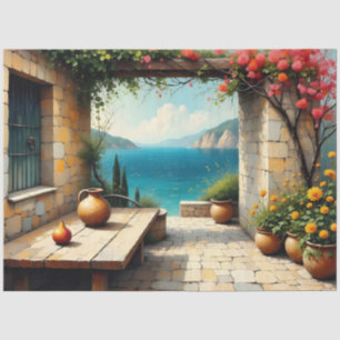 Mediterranean Courtyard Coastal Tissue Paper