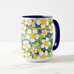 Mediterranean Daisy Blue Yellow and White Mug