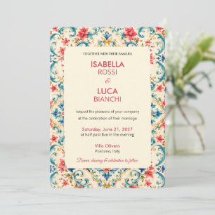 Mediterranean Escape Wedding   Italian Tile  Invitation