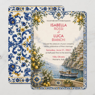 Mediterranean Escape wedding   Riviera Harbour  Invitation