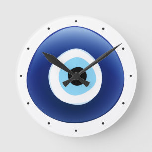 Mediterranean Evil Eye Protection Round Clock