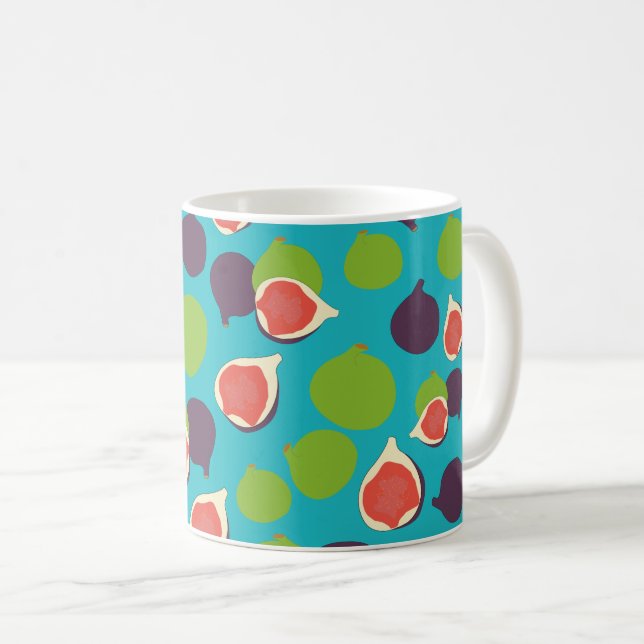 Mediterranean Fig Summer Fruit Pattern  Coffee Mug (Front Right)