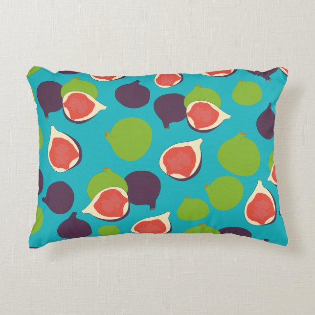 Mediterranean Fig Summer Fruit Pattern  Decorative Cushion (Front)