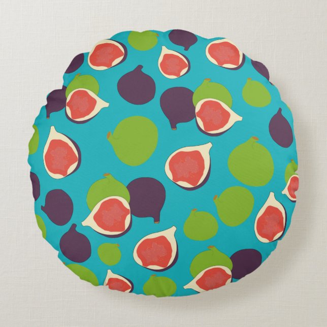 Mediterranean Fig Summer Fruit Pattern   Round Cushion (Front)