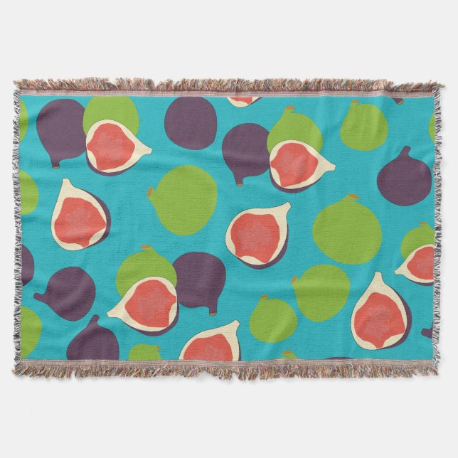 Mediterranean Fig Summer Fruit Pattern Throw Blanket (Front)