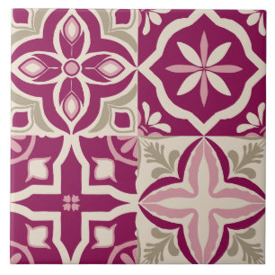 Mediterranean Floral Mosaic Decor Tile