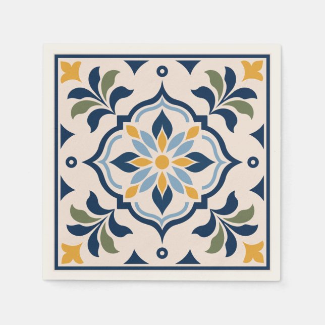 Mediterranean Floral Paper Napkin Pattern (Front)