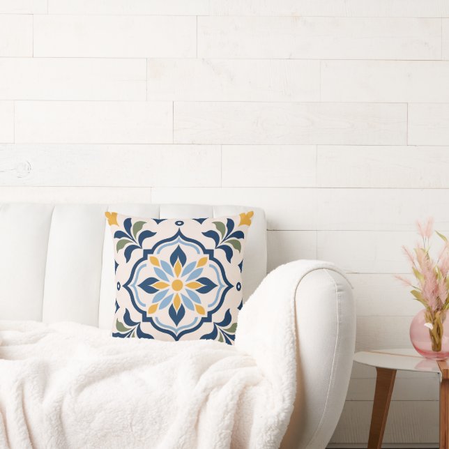 Mediterranean Floral Pattern Cushion (Couch)