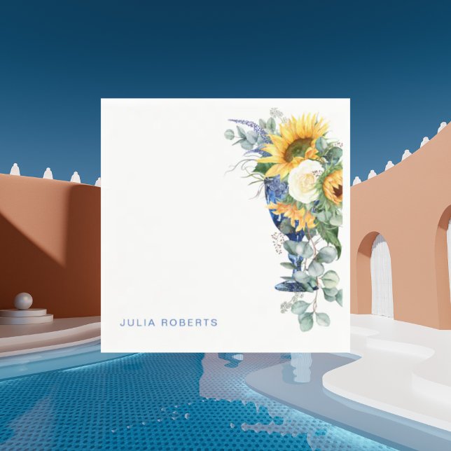 Mediterranean Floral Sunflowers Shower Cocktail Napkin (Creator Uploaded)