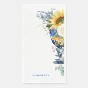Mediterranean Floral Sunflowers Shower  Napkin