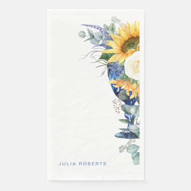 Mediterranean Floral Sunflowers Shower  Napkin (Front)