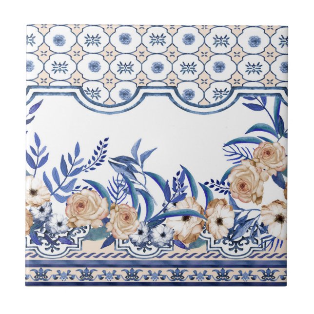 Mediterranean Floral  Tile (Front)