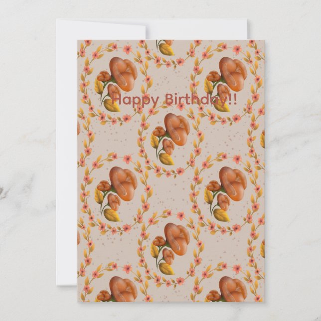 Mediterranean floral wreath pattern warm orange fl invitation (Front)